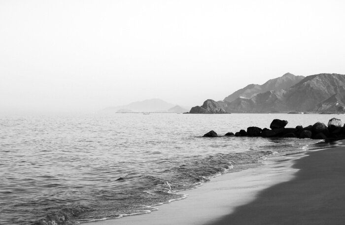 Papier peint  Mer et montagnes en noir et blanc