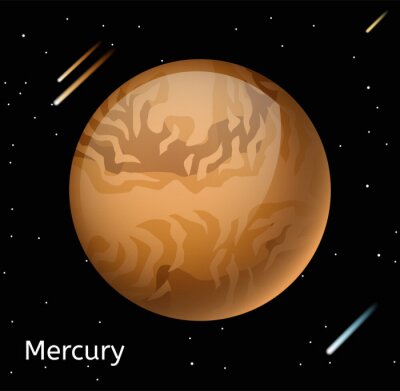 Mercure, planète, 3D, vecteur, Illustration
