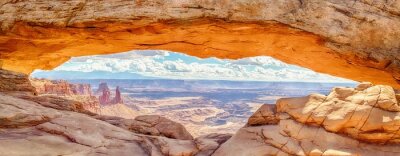 Mesa, Arch, panorama, Lever soleil, Canyonlands, national, Parc, Utah ...