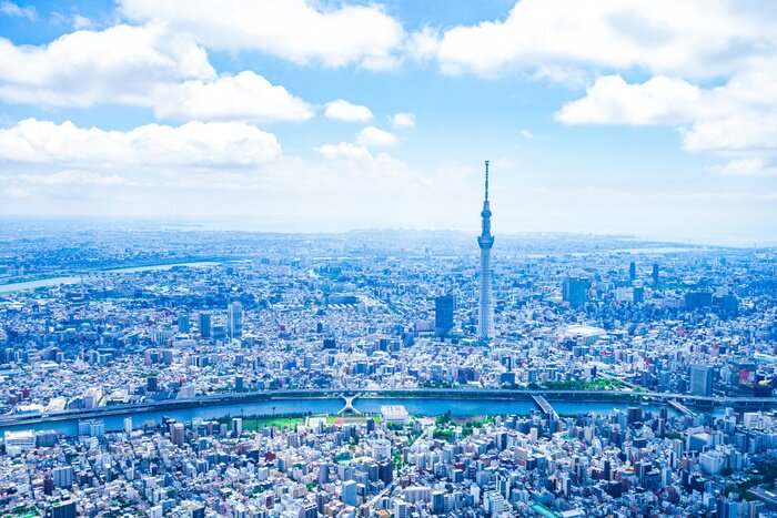 Papier peint  Métropole bleue