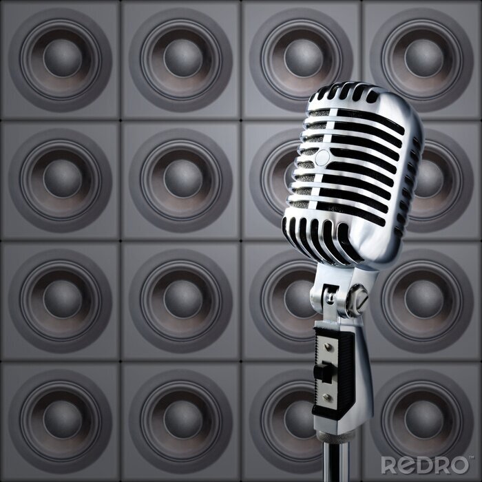 Papier peint  Microphone et haut-parleurs avec musique