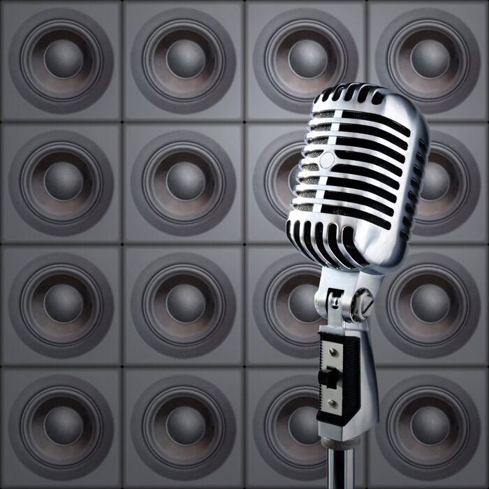 Papier peint  Microphone et haut-parleurs avec musique