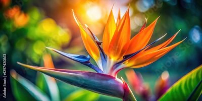Papier peint  Miniature Strelitzia Paradise: Tilt-Shift Bird of Paradise Flower Macro Photography