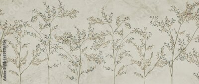 Papier peint  Minimalistic art background with hand drawn forest or garden trees. Botanical banner in scandinavian style for wallpaper design, print, textile, interior design, poster, packaging.