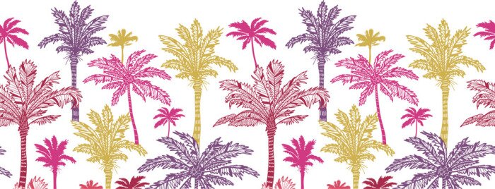 Papier peint  Modèle avec des palmiers colorés