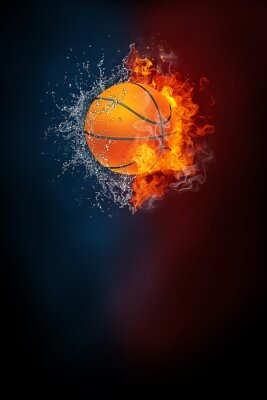 Modèle d'affiche moderne de tournoi de sport de basket-ball. Haute résolution HR format affiche 24x36 pouces, 31x91 cm, 300 dpi, design vertical, espace copie. Ballon de basket-ball explosant par les 