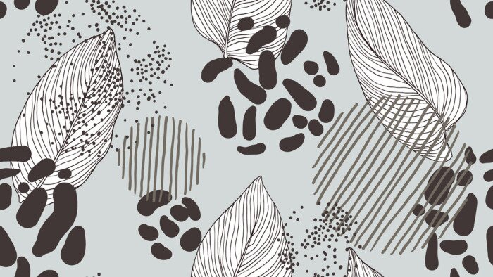 Papier peint  Modèle moderne de feuilles et de points