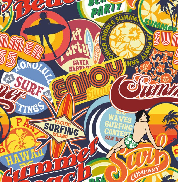 Papier peint  Modèle rétro de plage ensoleillée