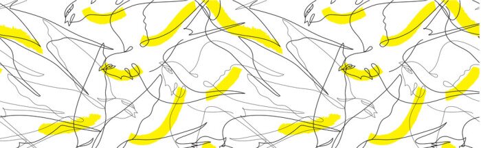 Papier peint  Modèle sans couture avec des oiseaux. Silhouettes d'oiseaux dessinés par une ligne. Peut être utilisé pour le textile, la fabrication, les couvertures de livre, les papiers peints, l'impression ou le 