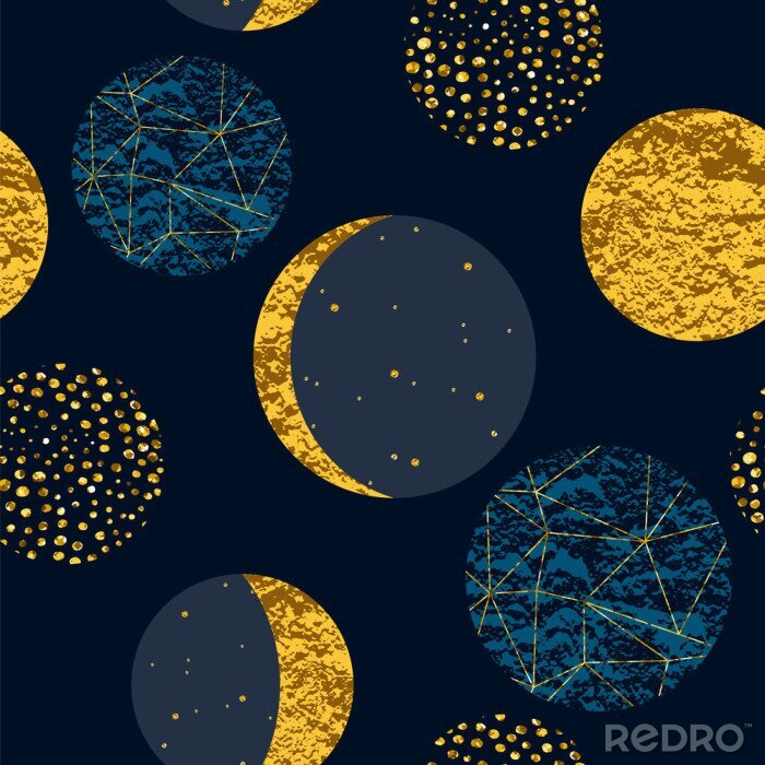 Papier peint  Modèle sans couture cosmique abstraite. Texture tendance dessinés à la main, des paillettes et des éléments géométriques.