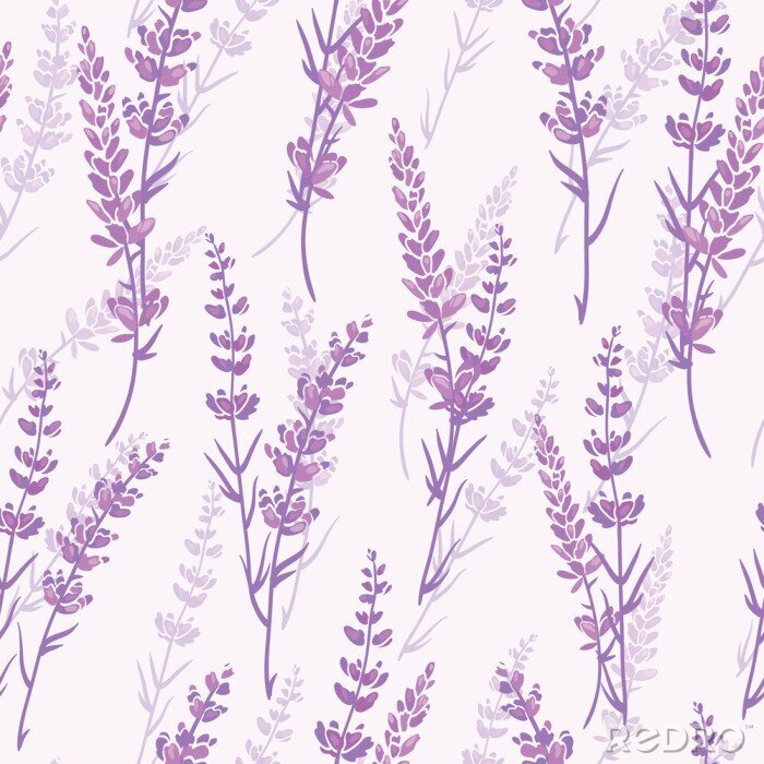 Papier peint  Modèle sans couture de lavande floral vecteur violet. Beau fond violet lavande rétro. Tissu élégant sur fond clair Conception de motif de surface.