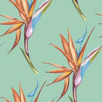 Papier peint  Modèle sans couture élégance dans un style vintage avec des fleurs de Strelitzia. EPS 10
