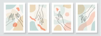 Papier peint  Modern Abstract Art Botanical Wall Art. Boho. Minimal Art Flower on Geometric Shapes Background. Painting Wall Pictures Home Room Decor. Abstract Plant Art design.