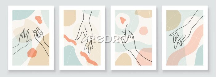 Papier peint  Modern Abstract Art Botanical Wall Art. Boho. Minimal Art Flower on Geometric Shapes Background. Painting Wall Pictures Home Room Decor. Abstract Plant Art design.