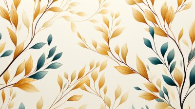 Papier peint  Modern colorful floral pattern. Cute botanical abstract contemporary pattern. Hand drawn unique print.