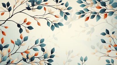 Papier peint  Modern colorful floral pattern. Cute botanical abstract contemporary pattern. Hand drawn unique print.