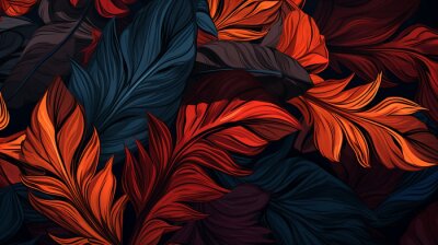 Papier peint  Modern colorful floral pattern. Cute botanical abstract contemporary pattern. Hand drawn unique print.