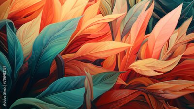 Papier peint  Modern colorful floral pattern. Cute botanical abstract contemporary pattern. Hand drawn unique print.