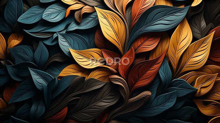 Papier peint  Modern colorful floral pattern. Cute botanical abstract contemporary pattern. Hand drawn unique print.