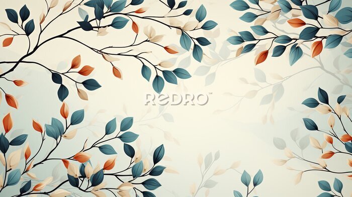 Papier peint  Modern colorful floral pattern. Cute botanical abstract contemporary pattern. Hand drawn unique print.