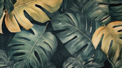 Papier peint  Modern colorful tropical leaves pattern.