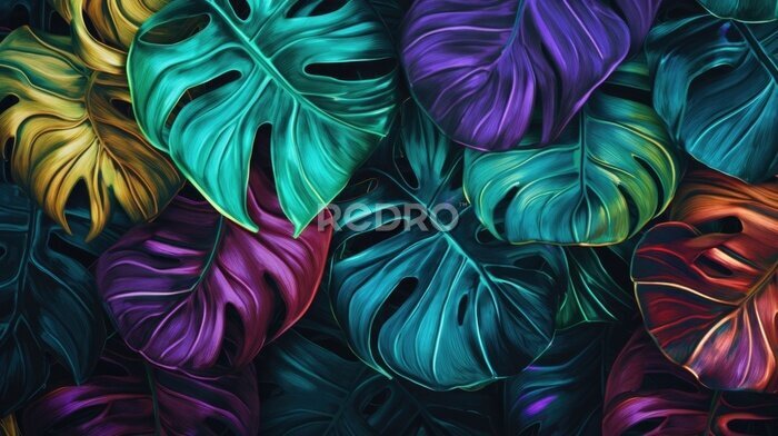 Papier peint  Modern colorful tropical leaves pattern.