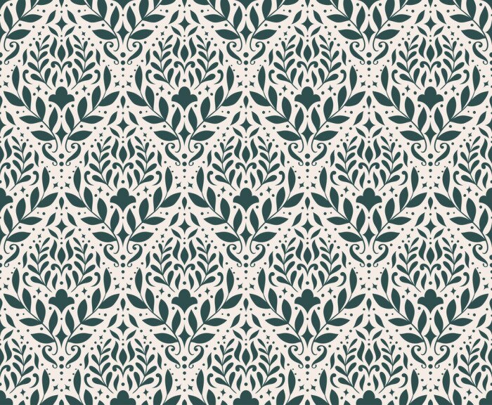Papier peint  Modern floral art deco seamless pattern. Vector damask illustration with leaves. Decorative botanical background.