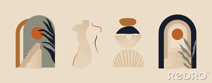 Papier peint  Modern minimalist abstract aesthetic illustrations. Bohemian style wall decor. Collection of contemporary artistic prints. 