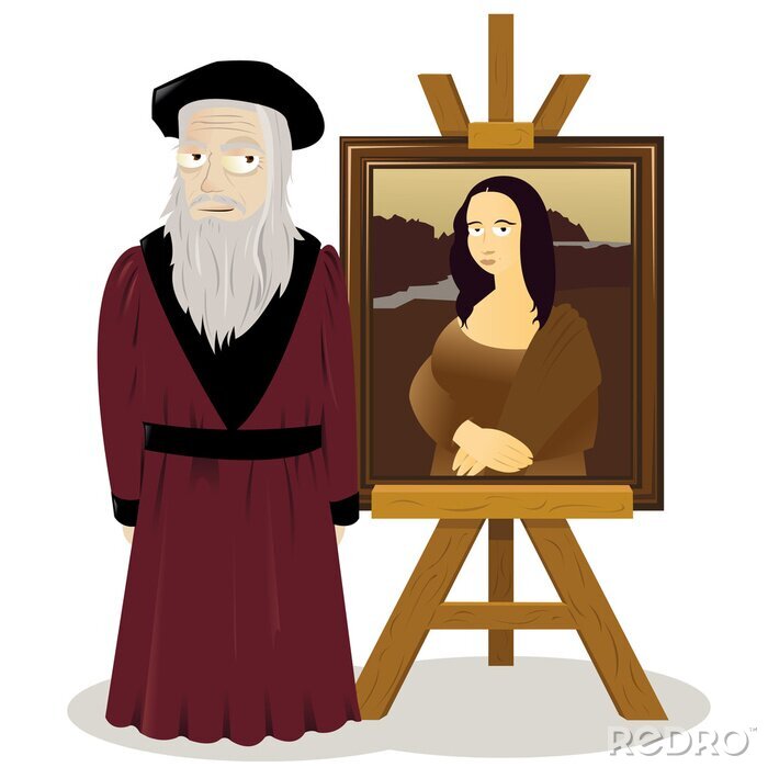 Papier peint  Mona Lisa chevalet et Leonardo Da Vinci