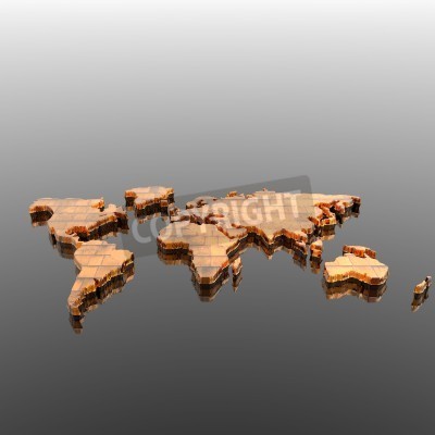 Papier peint  monde coloré carte géographique silhouette