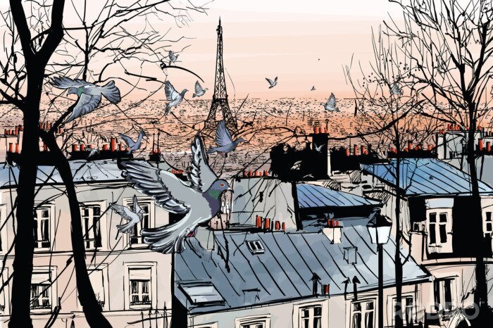 Papier peint  Montmartre à Paris