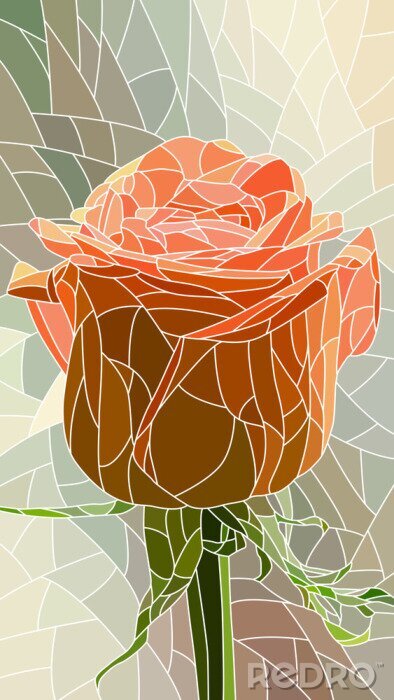 Papier peint  Mosaïque avec un bouquet de roses rouges