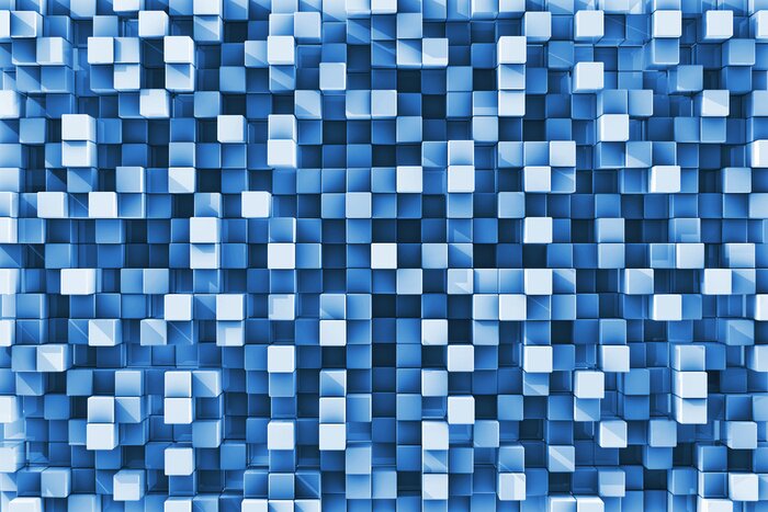 Papier peint  Mosaïque bleue effet de profondeur