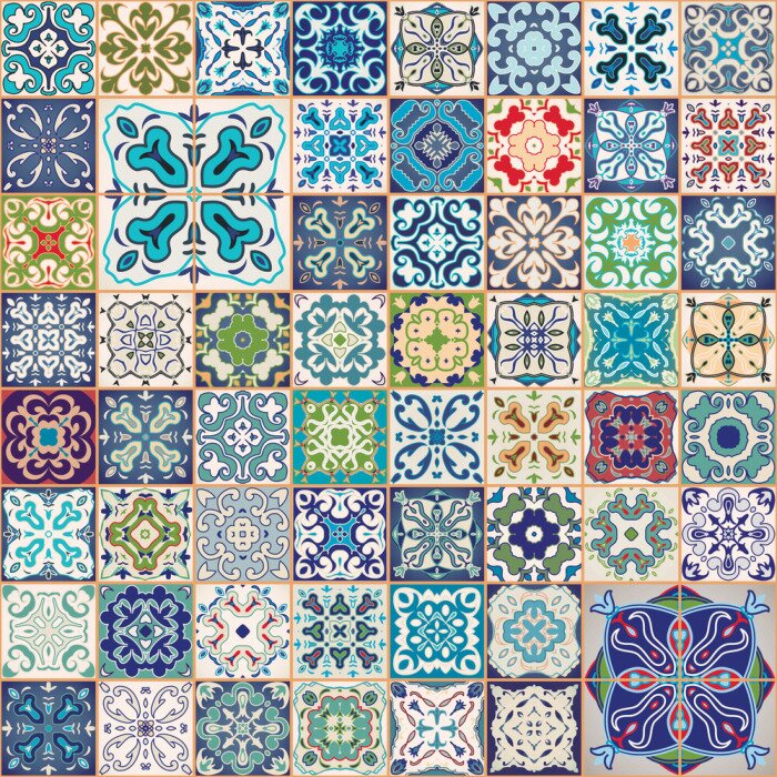 Papier peint  Mosaïque de carreaux portugais