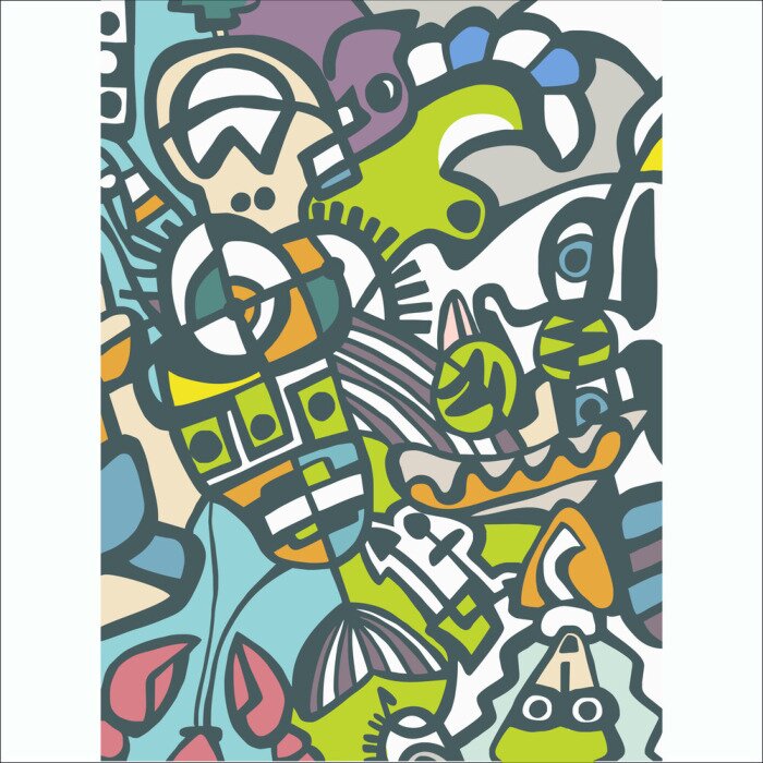 Papier peint  Mosaïque de figures colorées