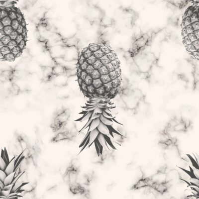 Papier peint à motif  Mosaïque de marbre avec ananas
