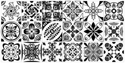 Papier peint  Mosaïque en noir et blanc dans des motifs orientaux