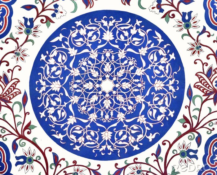 Papier peint  Mosaïque orientale teinte bleu foncé
