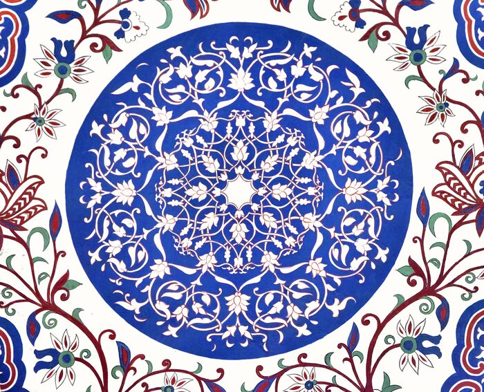 Papier peint  Mosaïque orientale teinte bleu foncé