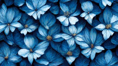 Papier peint  Motif à fleurs bleues