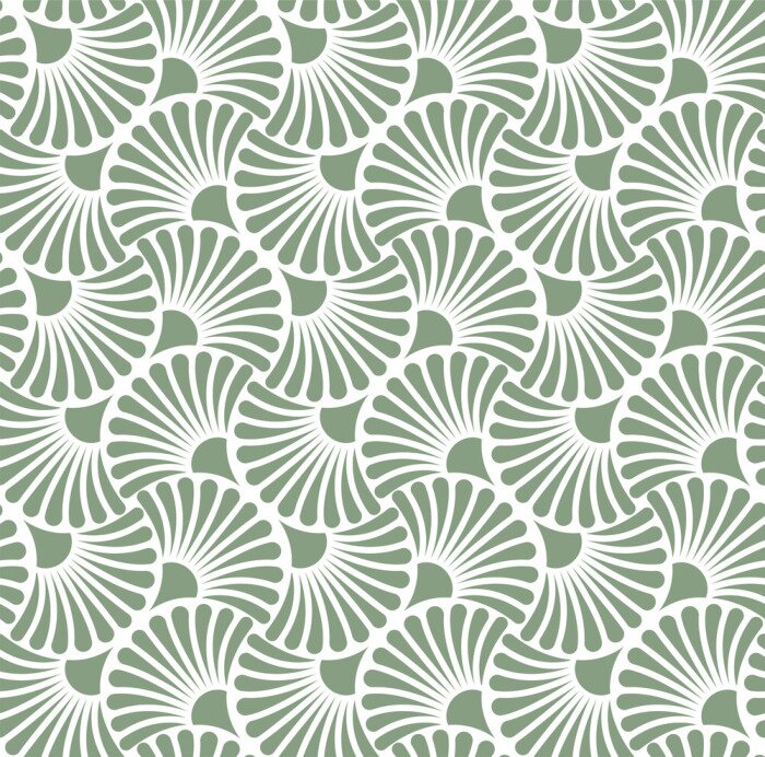 Papier peint  Motif à l'esthétique rétro sur fond vert