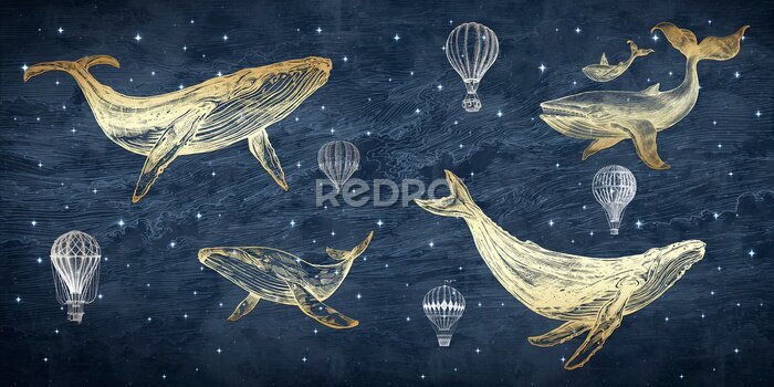 Papier peint  Motif abstrait avec des baleines
