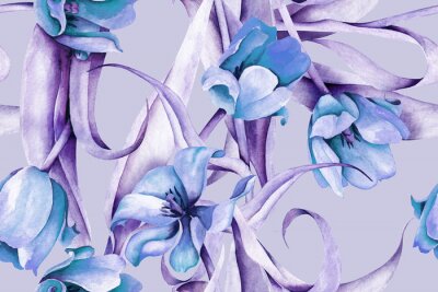 Papier peint  Motif abstrait avec des tulipes aquarellées