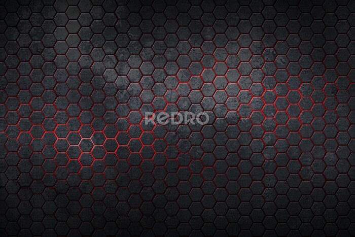 Papier peint  Motif abstrait avec hexagones noirs