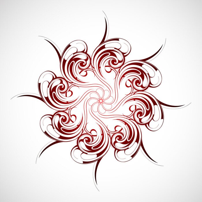 Papier peint  Motif abstrait de soleil rouge et noir