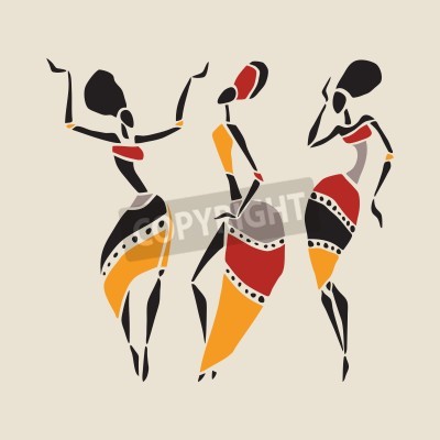 Papier peint  Motif africain avec des danseurs