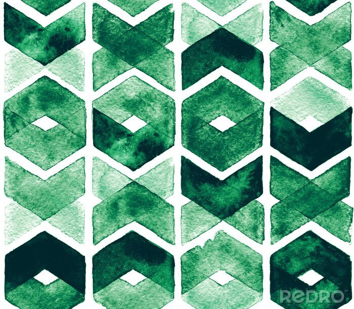 Papier peint  Motif aquarellé vert avec des rayures