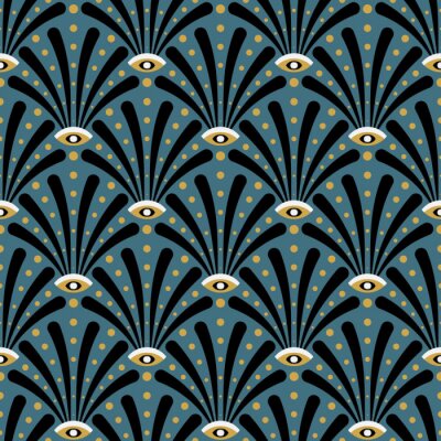 Motif art nouveau art déco sur fond bleu