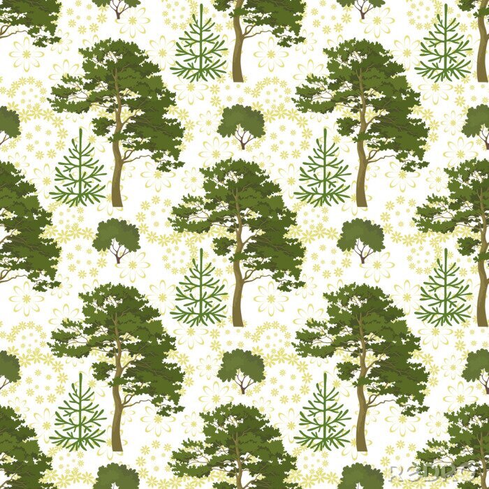 Papier peint  Motif avec arbres verts