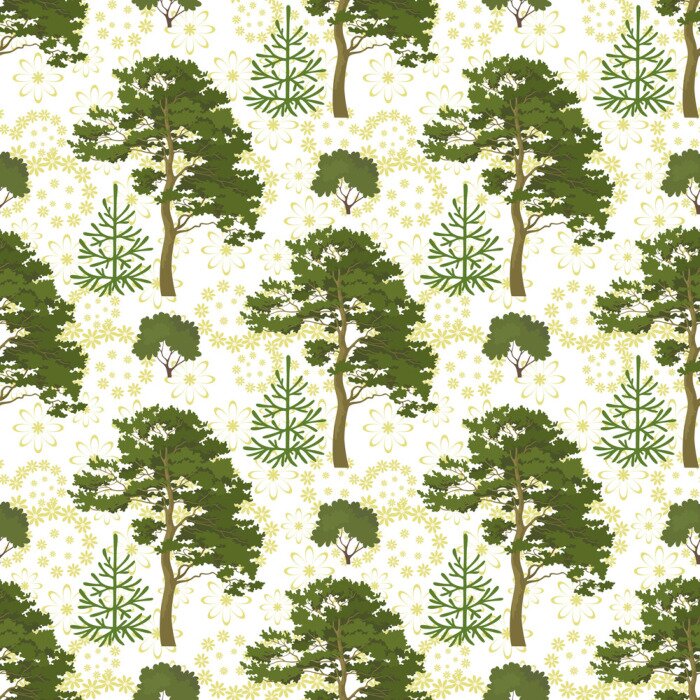 Papier peint  Motif avec arbres verts